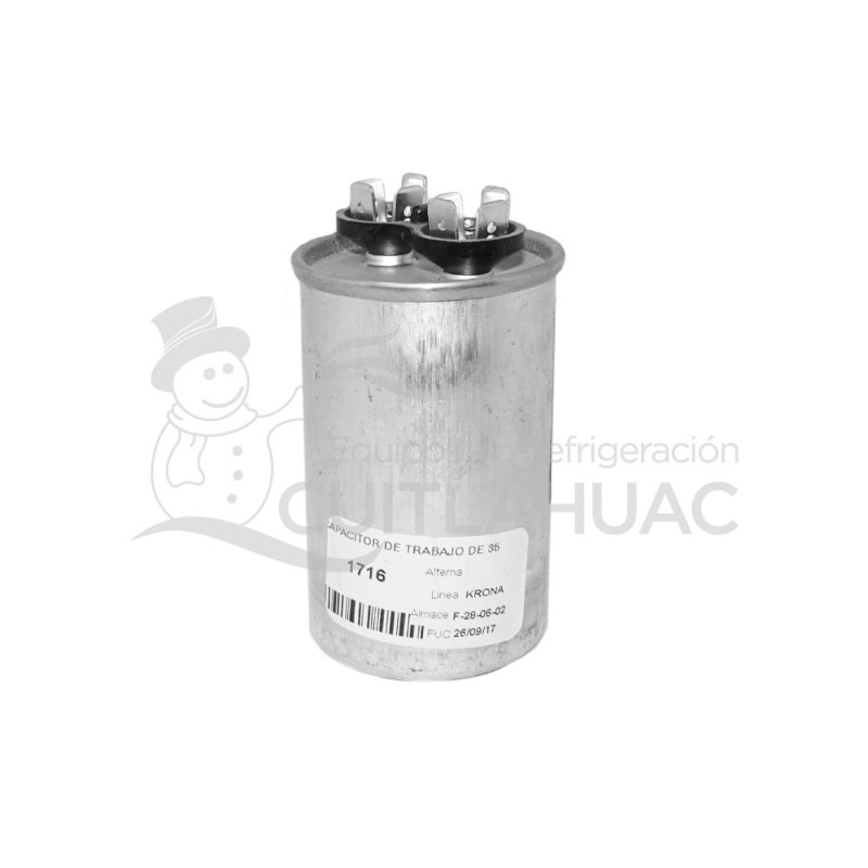 1716 CAPACITOR DE TRABAJO DE 35 MFD 370 VAC