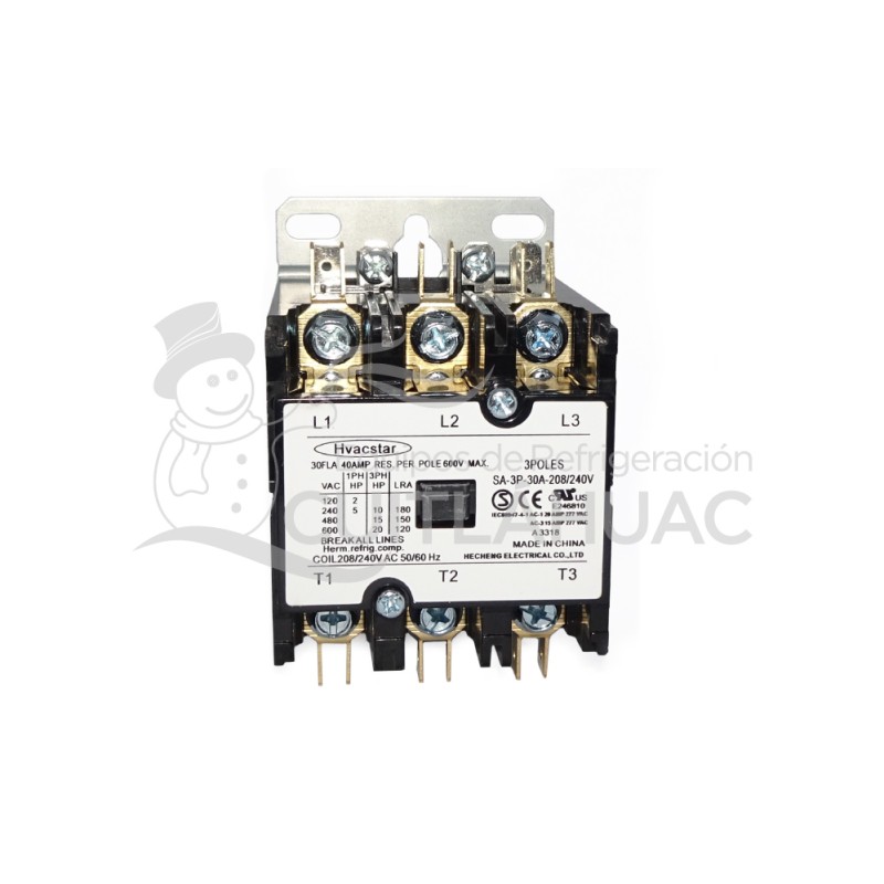 2208A CONTACTOR 30AMP 3POLOS 208/240V HVACSTAR